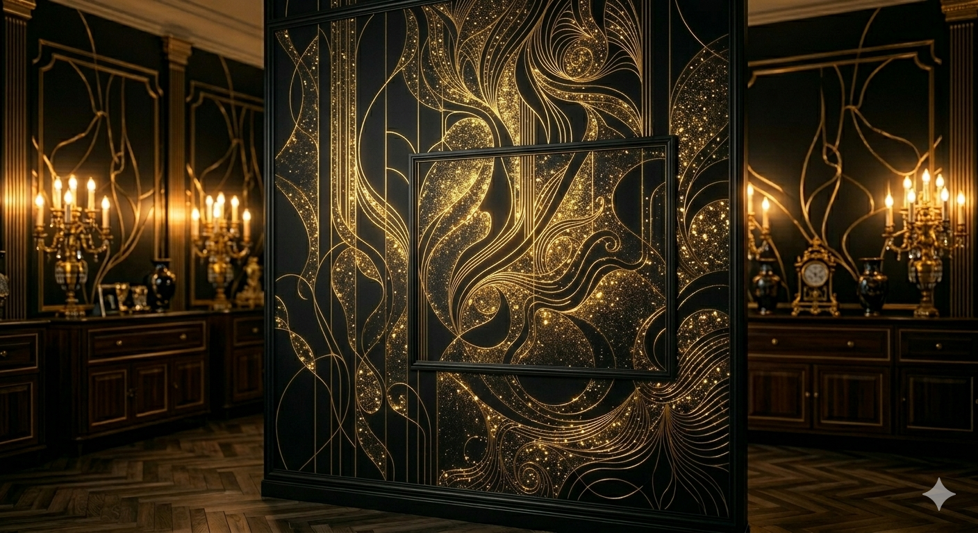 Golden Glitter Black Wallpaper